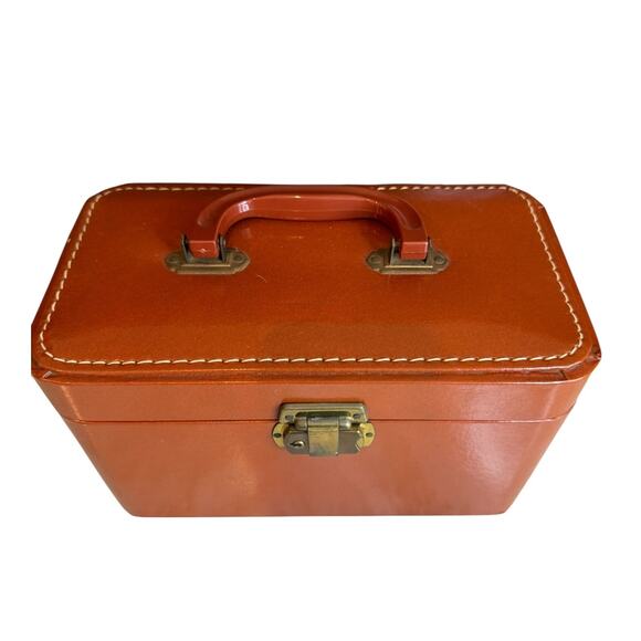 Vintage Luce Faux Leather Vanity Case Travel Cosmetics Organizer Brown - Picture 2 of 7